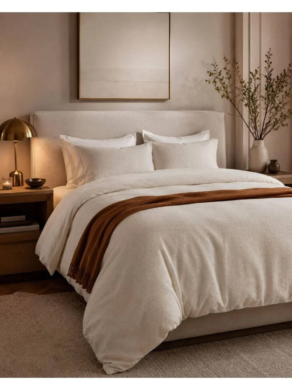 S25 | Quince Organic Luxe Honeycomb Duvet Cover King Cal King Undyed NWT